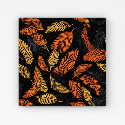 Orange Feather Leaves Canvas