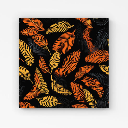 Orange Feather Leaves Canvas