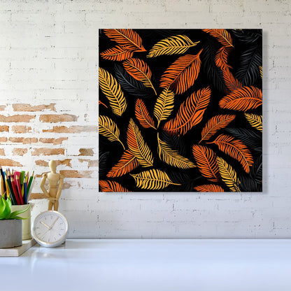 Orange Feather Leaves Canvas