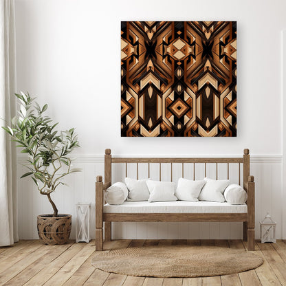 Black And Brown Intricate Pattern Canvas