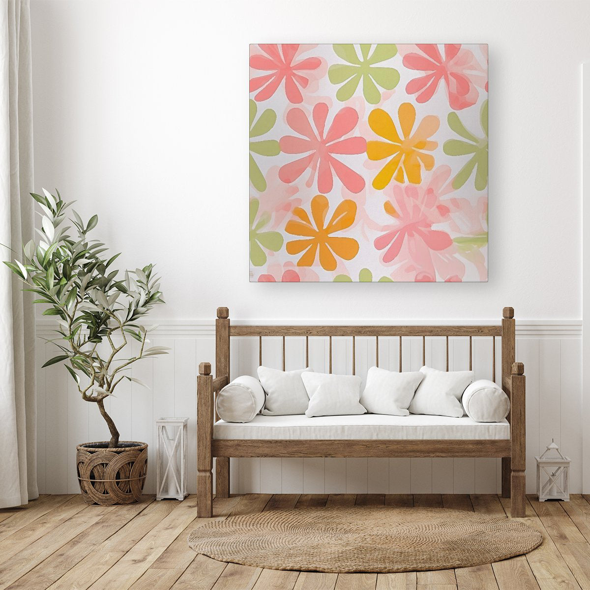 Yellow And Pink Flowers Canvas