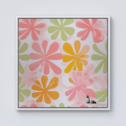 Yellow And Pink Flowers Framed Canvas