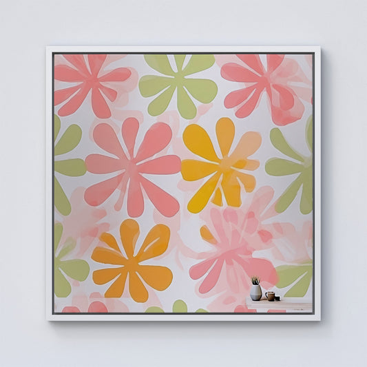 Yellow And Pink Flowers Framed Canvas