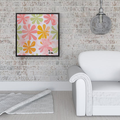 Yellow And Pink Flowers Framed Canvas