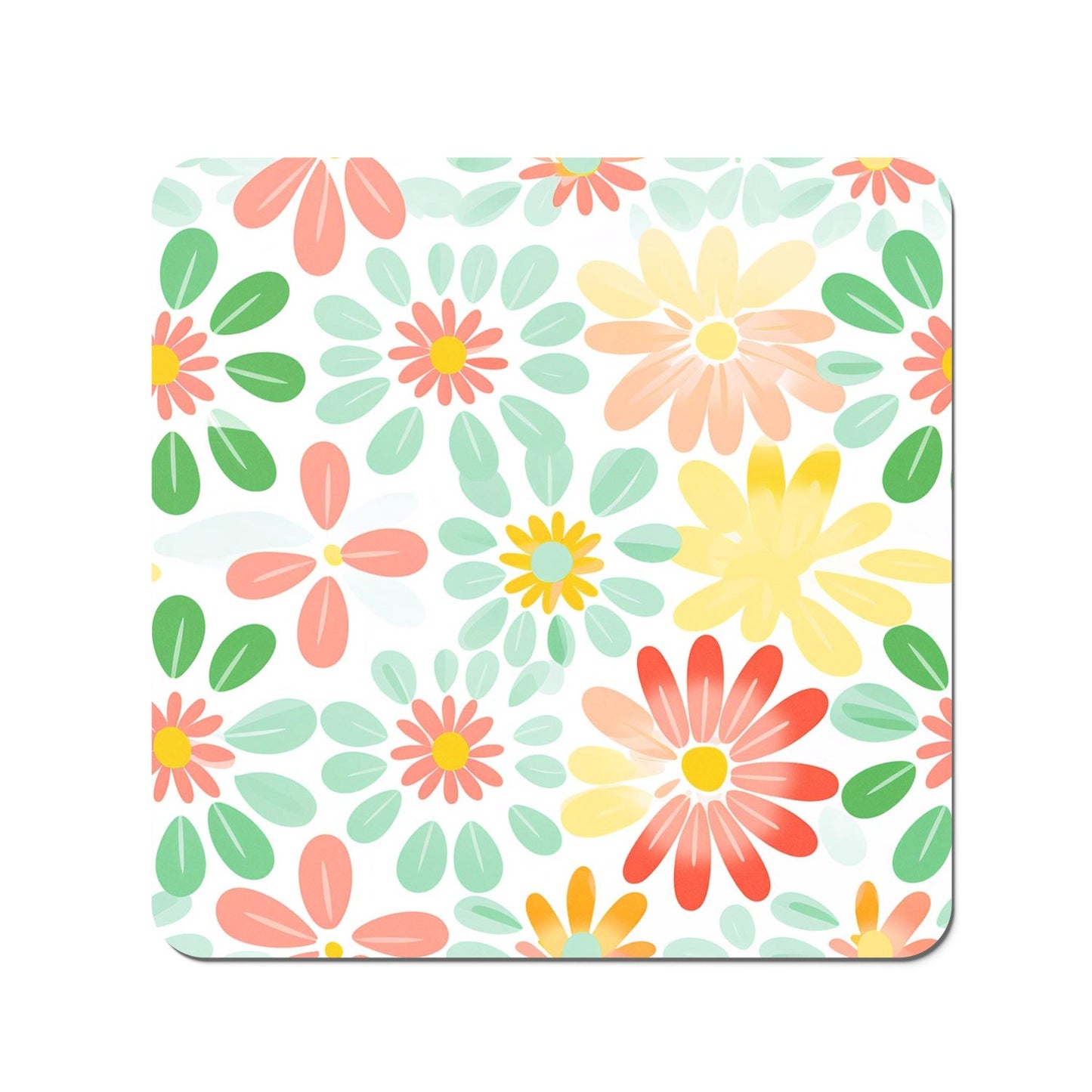 Green and Yellow Flowers Coasters