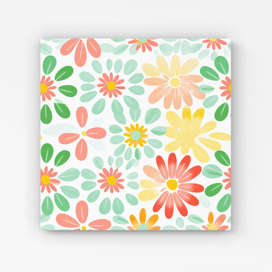 Green and Yellow Flowers Canvas