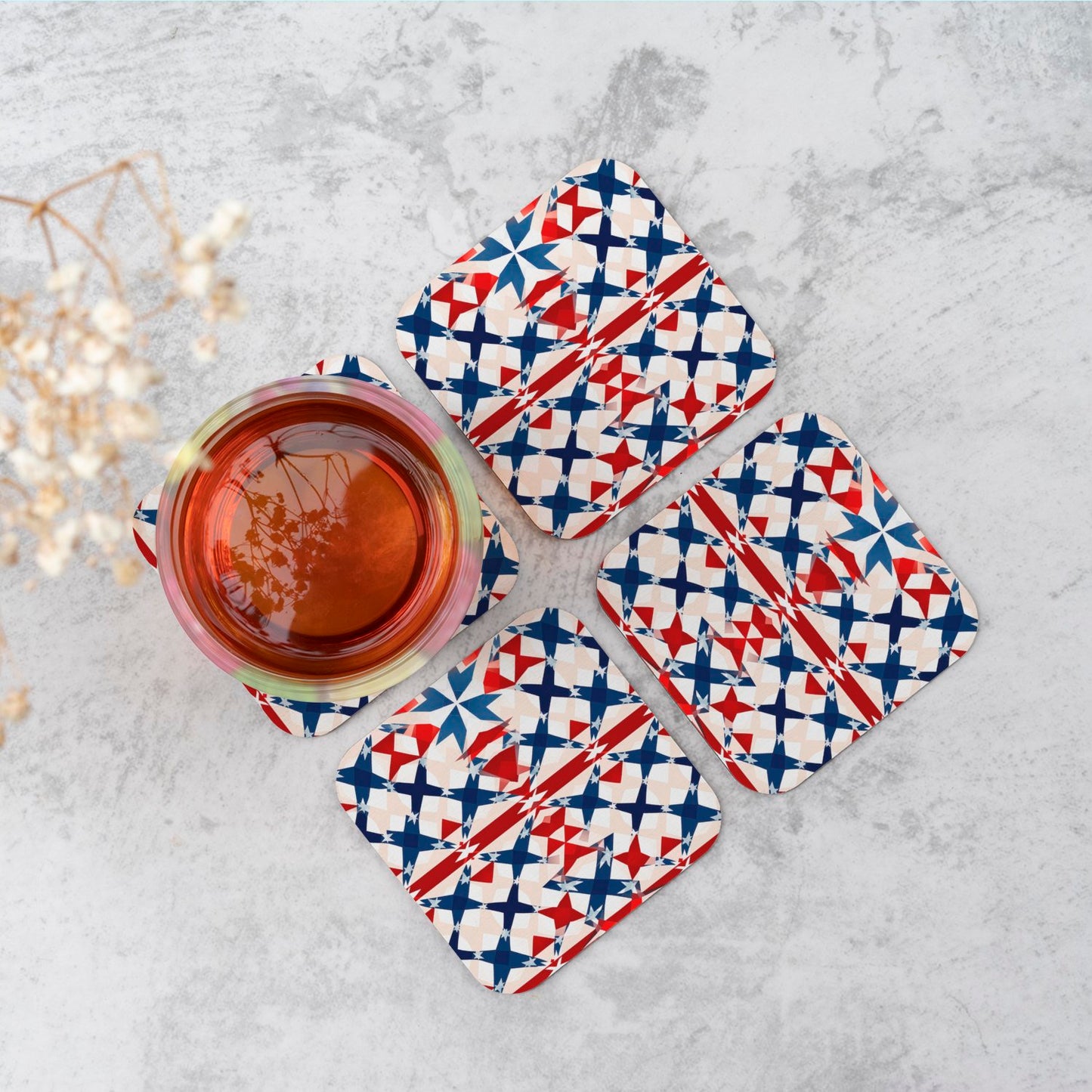 American Flag Abstract Pattern Coasters