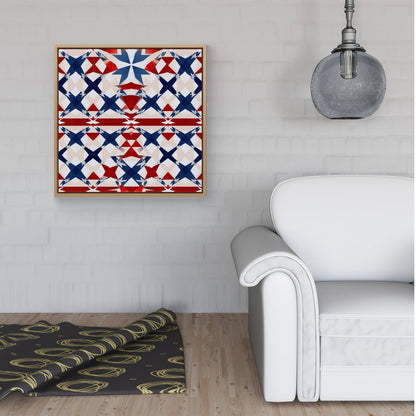 American Flag Abstract Pattern Framed Canvas