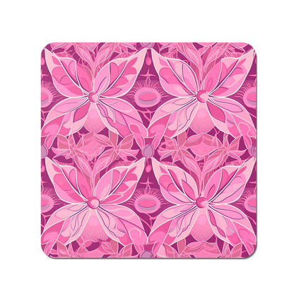 Pink Abstract Floral Design Coasters