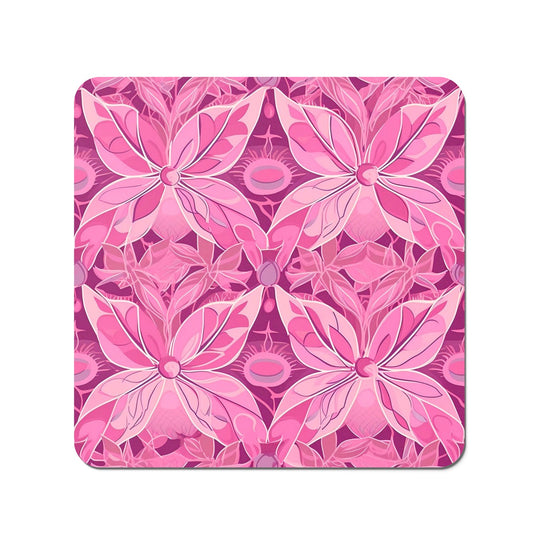 Pink Abstract Floral Design Coasters