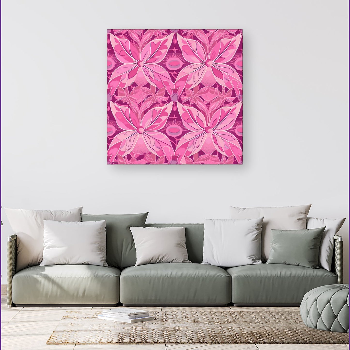 Pink Abstract Floral Design Canvas