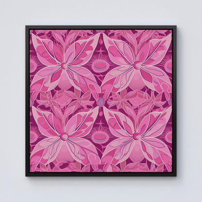 Pink Abstract Floral Design Framed Canvas