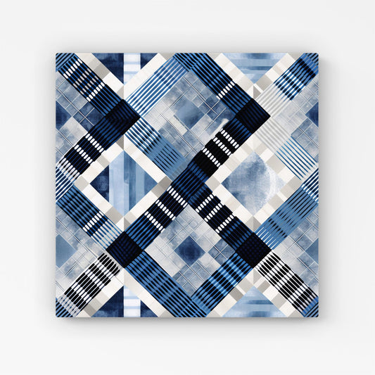 Checkered Square Black And Blue Canvas