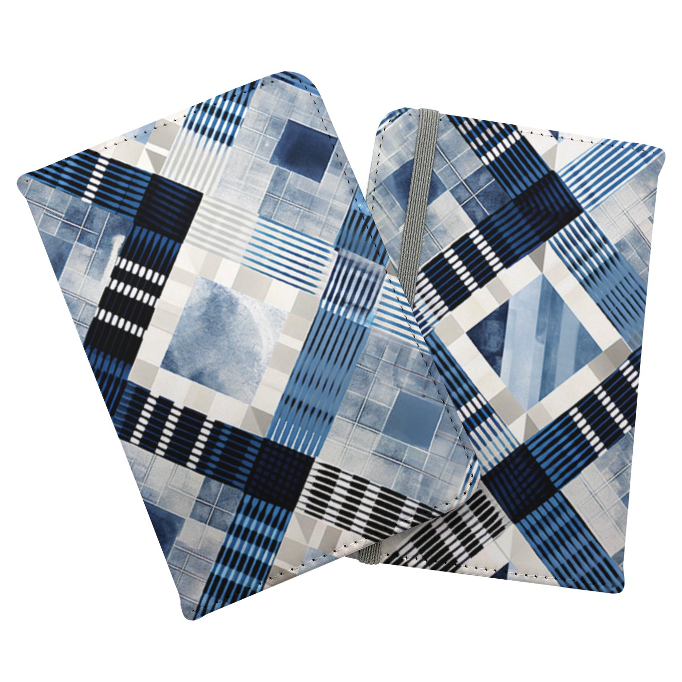 Checkered Square Black And Blue Passport Cover