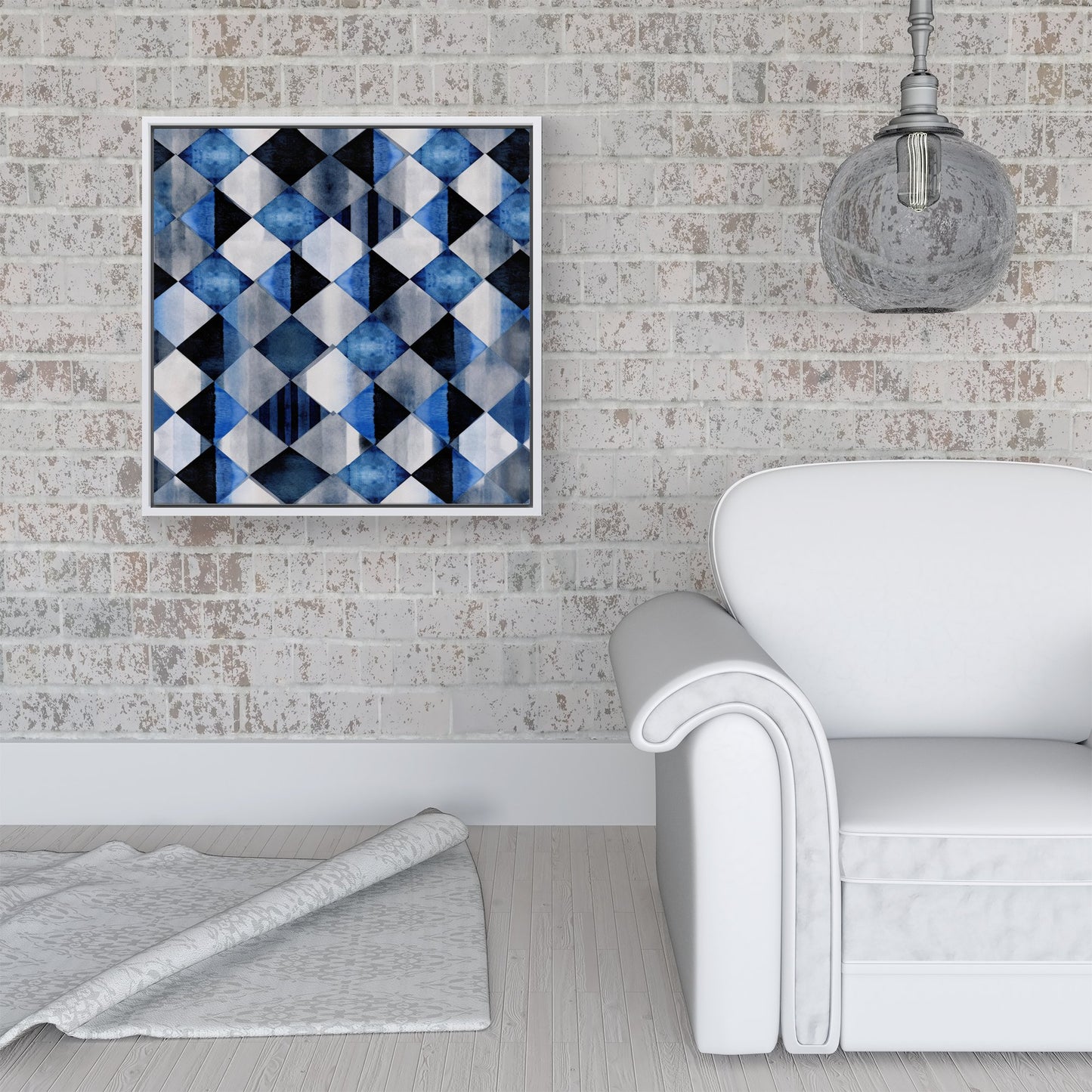 Square Checkered Pattern Framed Canvas