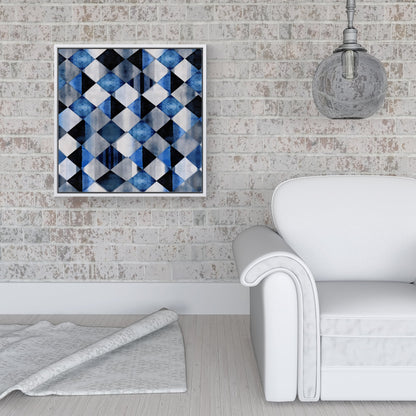 Square Checkered Pattern Framed Canvas
