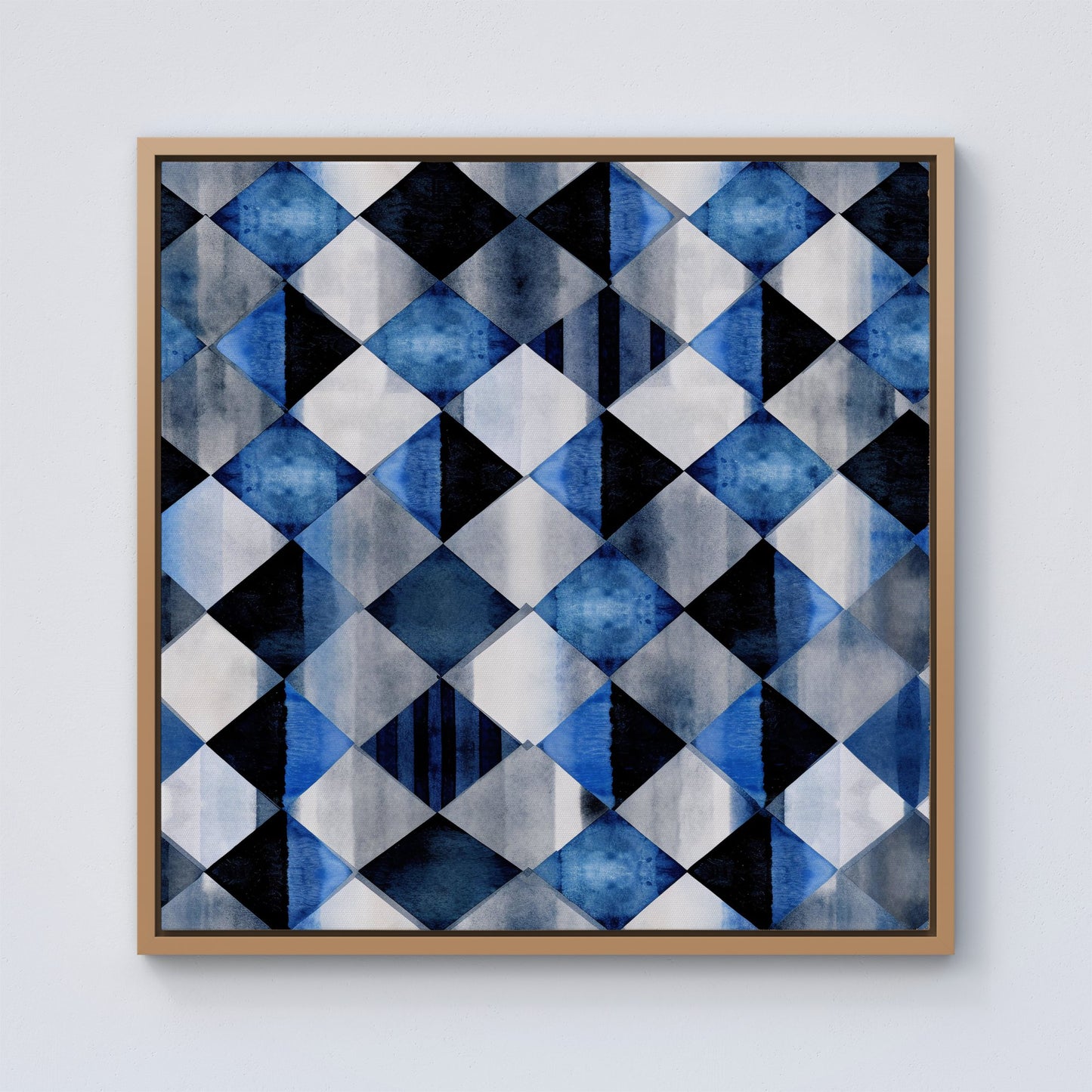 Square Checkered Pattern Framed Canvas