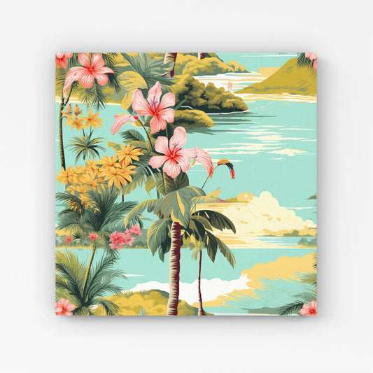 Palm Trees and Hibiscus Canvas