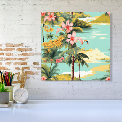 Palm Trees and Hibiscus Canvas