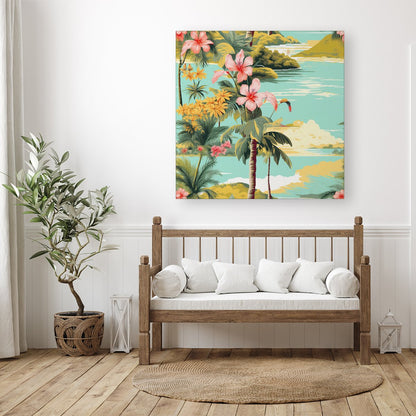 Palm Trees and Hibiscus Canvas