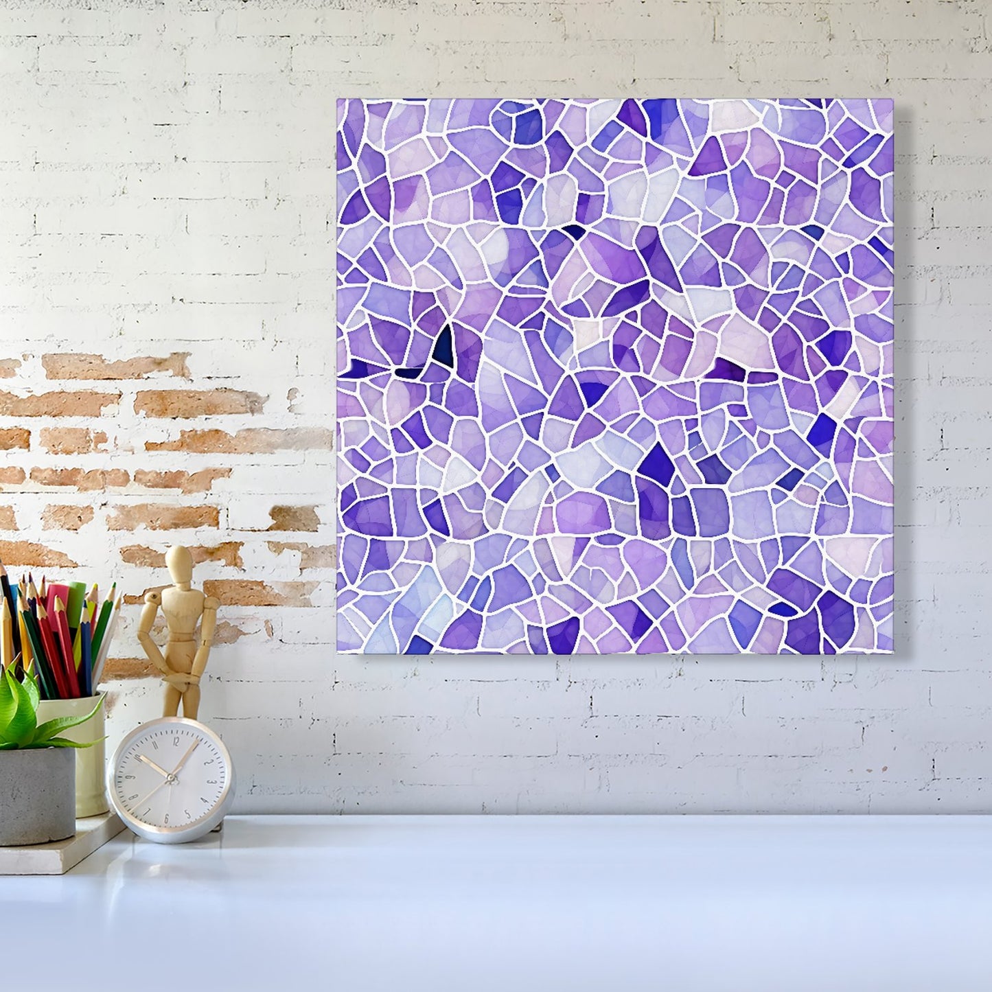 Purple and White Mosaic Design Canvas