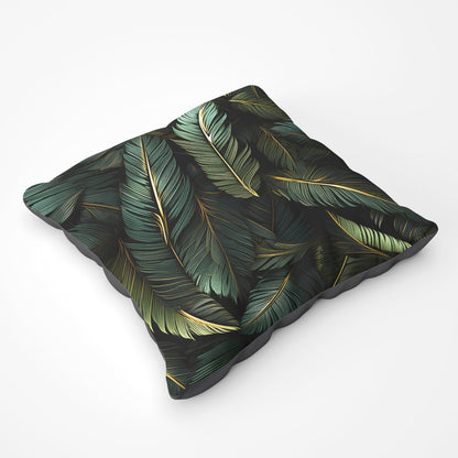 Green And Gold Leaves Floor Cushion