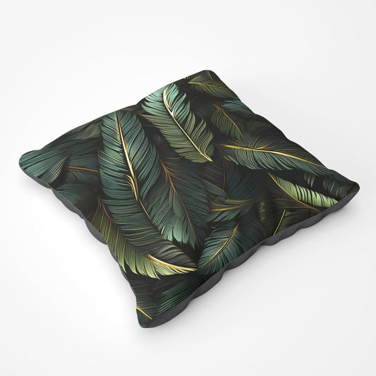 Green And Gold Leaves Floor Cushion