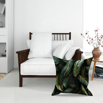 Green And Gold Leaves Floor Cushion