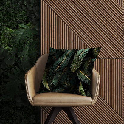Green and Gold Leaves Outdoor Cushion