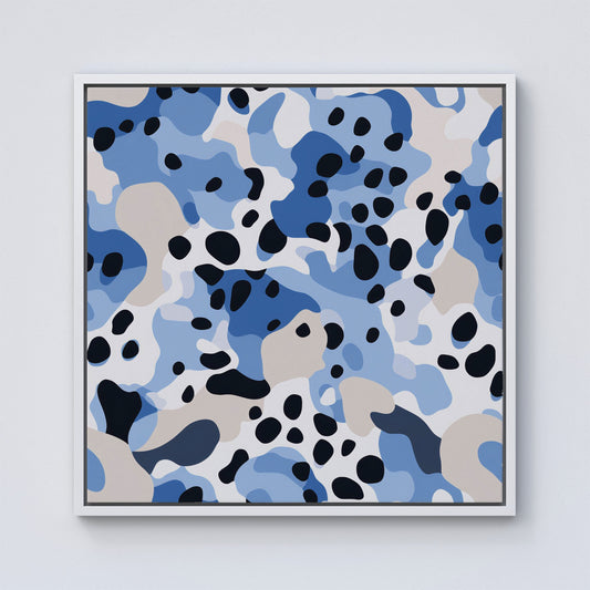Blue Camouflage Pattern Framed Canvas