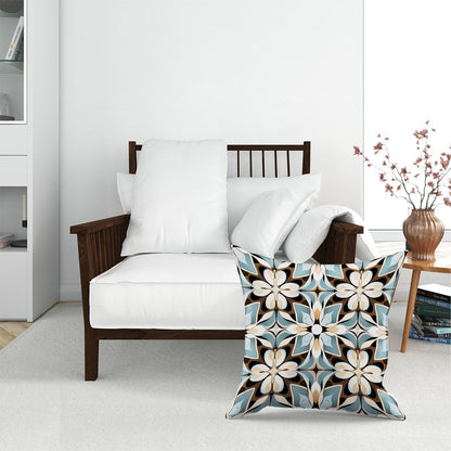 Beige And Brown Abstract Pattern Floor Cushion