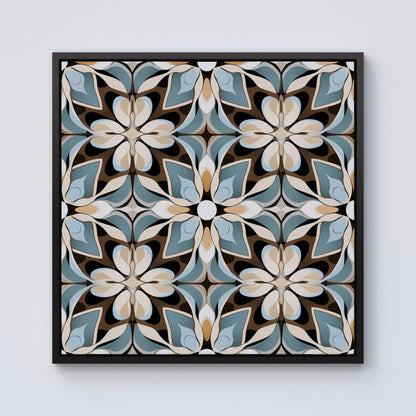Beige And Brown Abstract Pattern Framed Canvas
