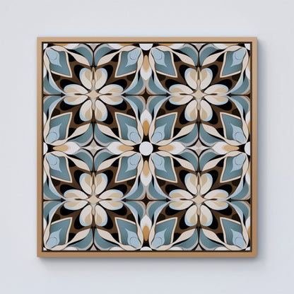Beige And Brown Abstract Pattern Framed Canvas