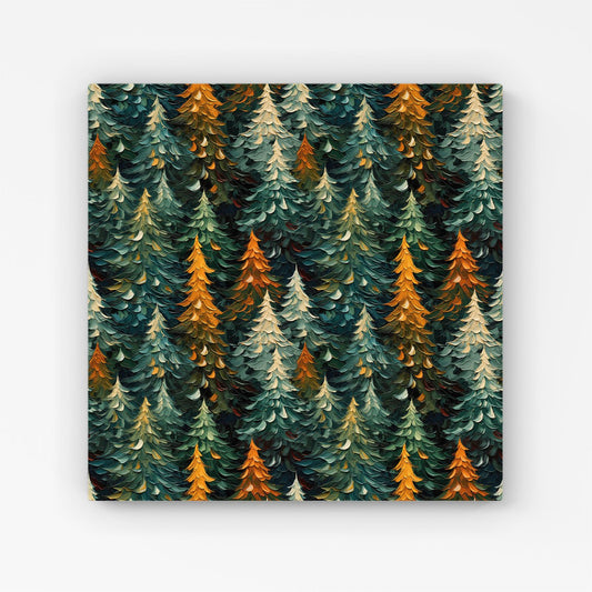 Impasto Style Christmas Trees Canvas