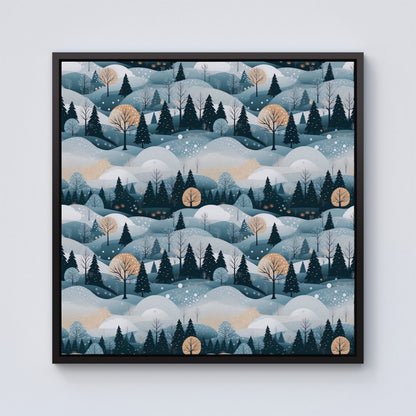 Dreamy Snowy Christmas Scene Framed Canvas