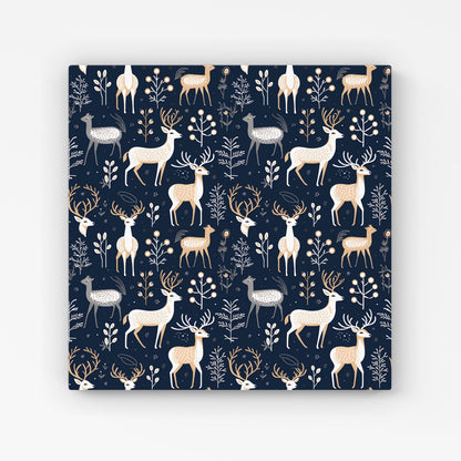 Reindeer, Whimsical, Illustration Pattern Canvas