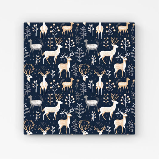 Reindeer, Whimsical, Illustration Pattern Canvas