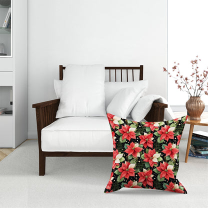 Poinsettia, Watercolor Style Floor Cushion