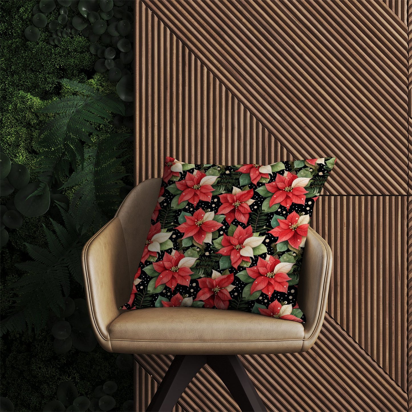 Poinsettia, Watercolor Style Outdoor Cushion