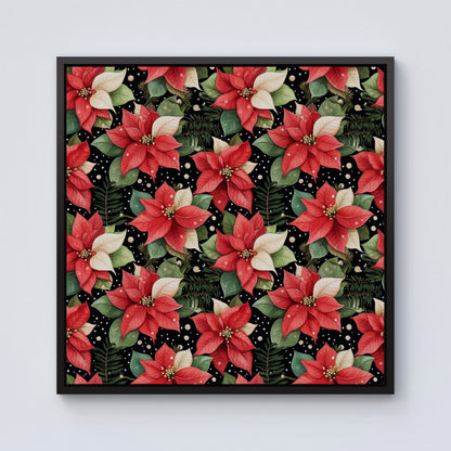 Poinsettia, Watercolor Style Framed Canvas
