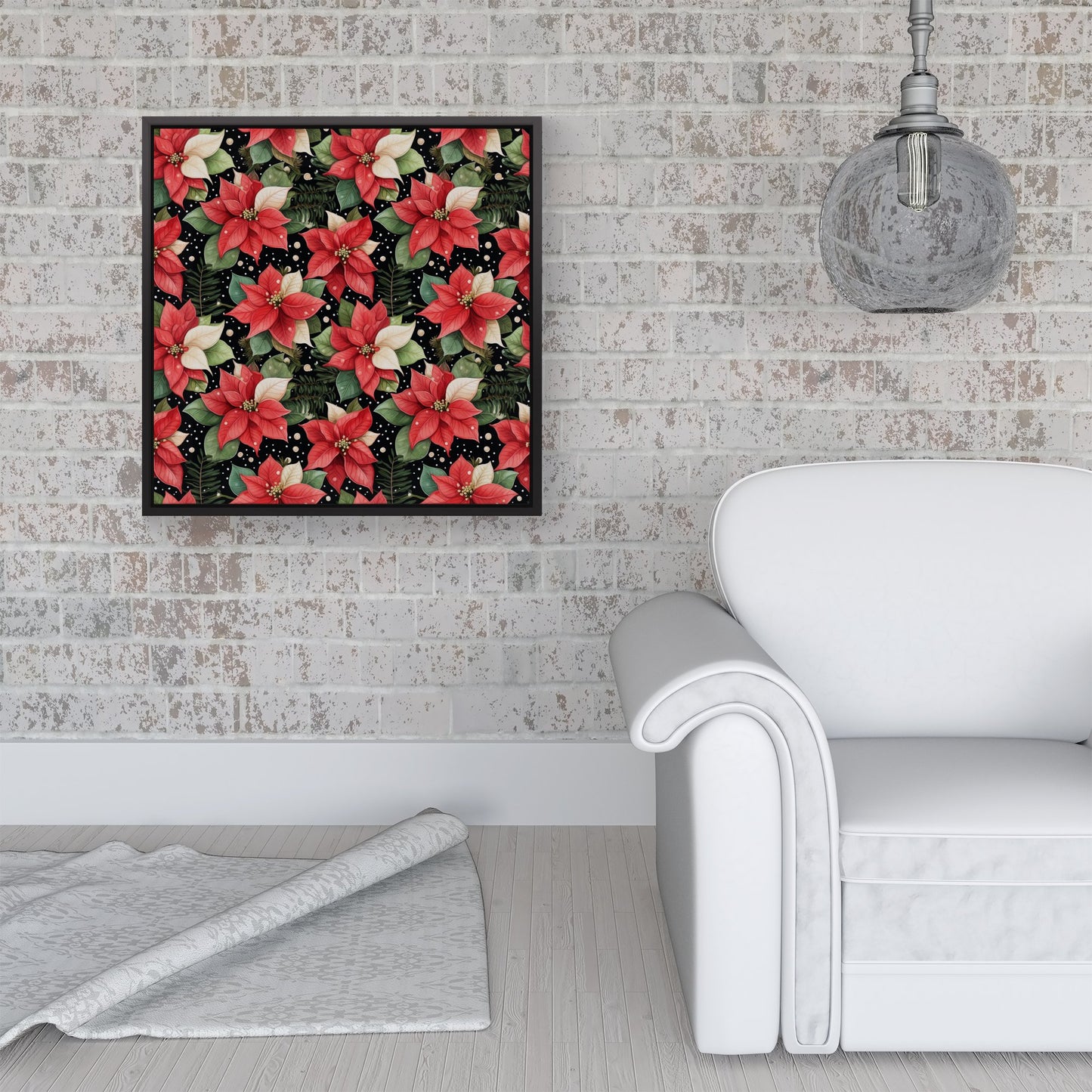 Poinsettia, Watercolor Style Framed Canvas