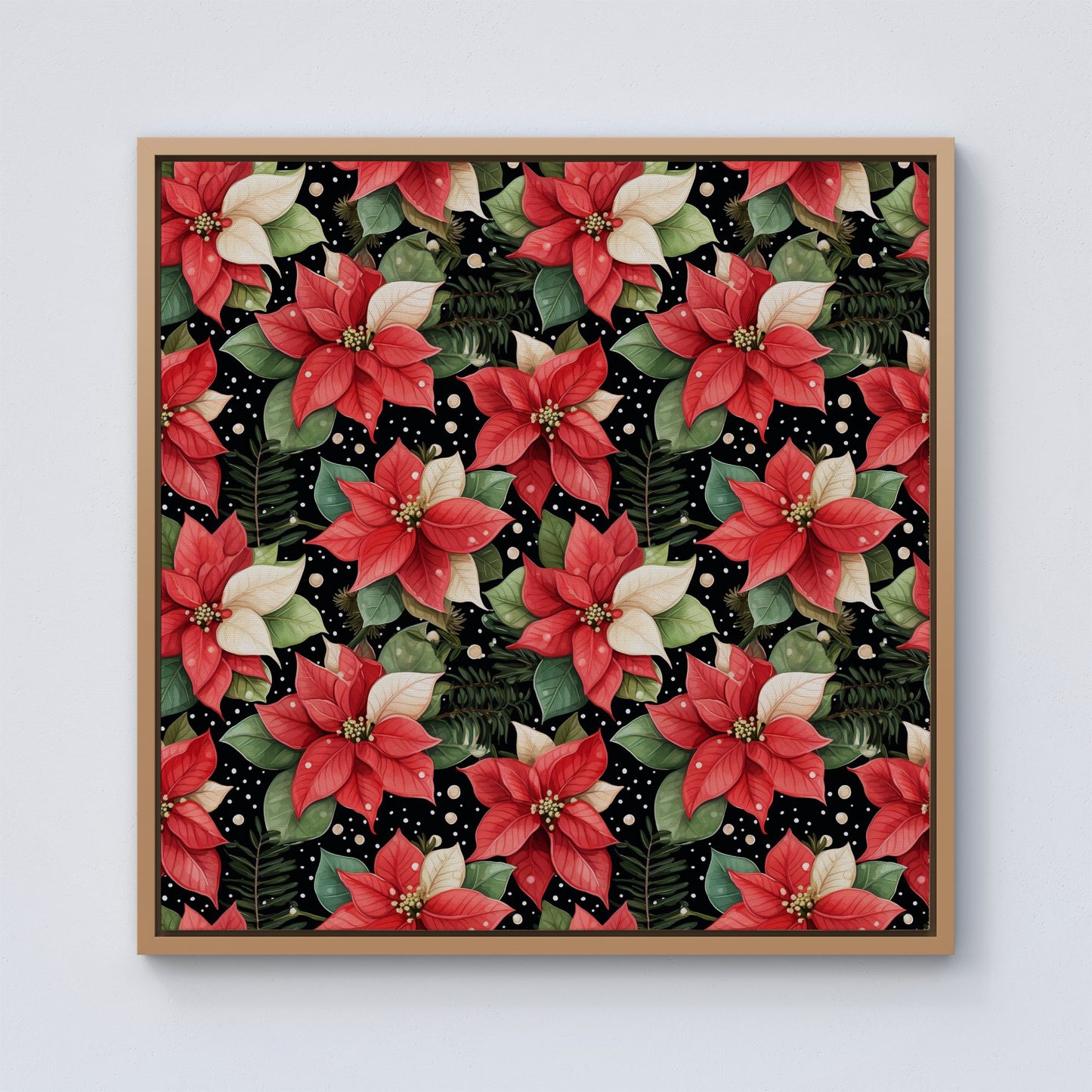 Poinsettia, Watercolor Style Framed Canvas