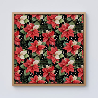 Poinsettia, Watercolor Style Framed Canvas