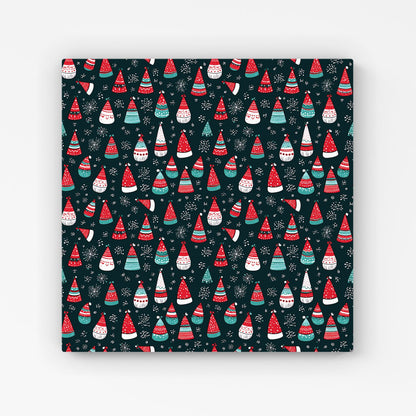 Hand Drawn Cheerful Santa Hats Canvas