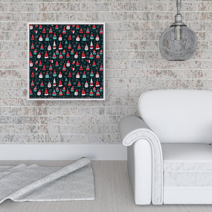 Hand Drawn Cheerful Santa Hats Framed Canvas