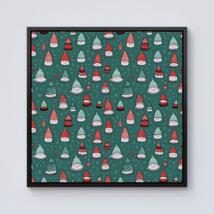 Hand Drawn Joyful Santa Hats Framed Canvas
