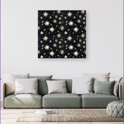 Silver Gold Snowflake Pattern Canvas