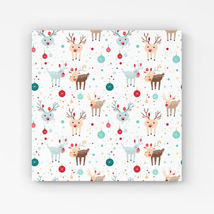 Happy Reindeer With Christmas Lights Canvas