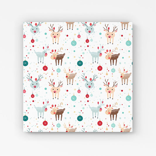 Happy Reindeer With Christmas Lights Canvas