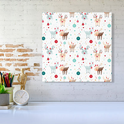 Happy Reindeer With Christmas Lights Canvas